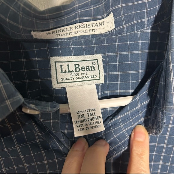 LL BEAN Mens Blue Plaid Long Sleeve Button Down Size XXL Tall Wrinkle Resistant - Picture 4 of 10